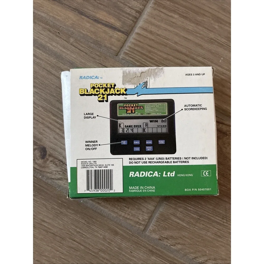 Radica 1350 Pocket BlackJack 21 Hand Held Electronic Video Game Box Tested!